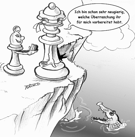 Schach-Karikatur: Das Damenopfer