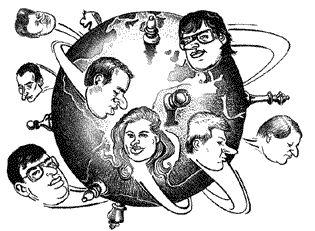 Schach-Karikatur: Schach im Internet