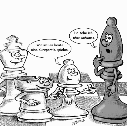 Schach-Karikatur: Die Kurzpartie
