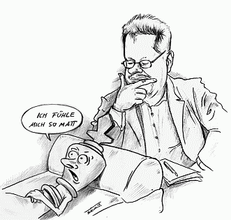 Schach-Karikatur: Der Schachtherapeut