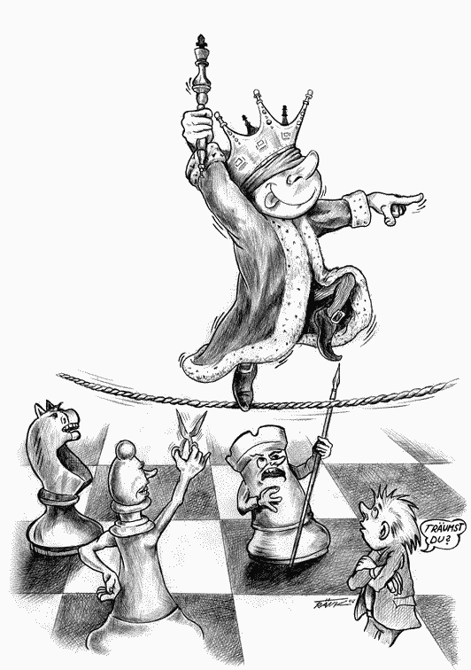 Schach-Karikatur Traumtänzer